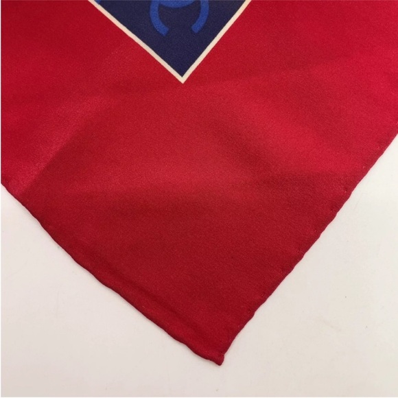 RARE Chanel Carré Red Silk Scarf - Picture 9 of 16
